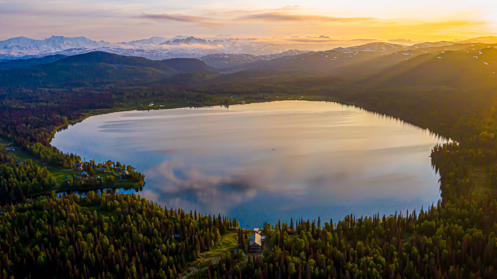 judd lake alaska at sunset