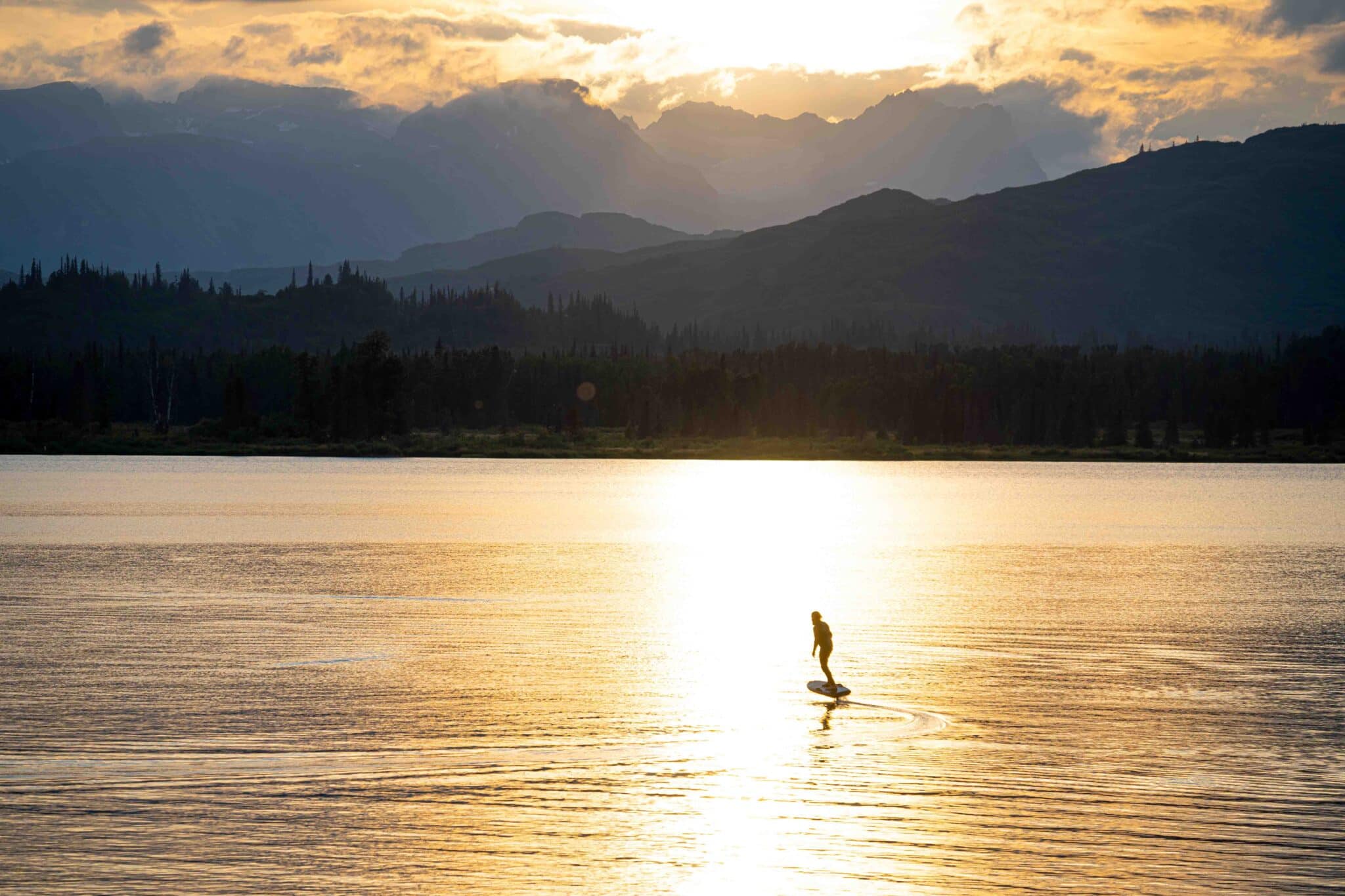 e-foil alaska at sunset judd lake