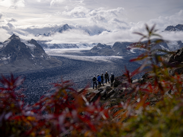 a group climbs the via ferrata in the tordrillo mountains