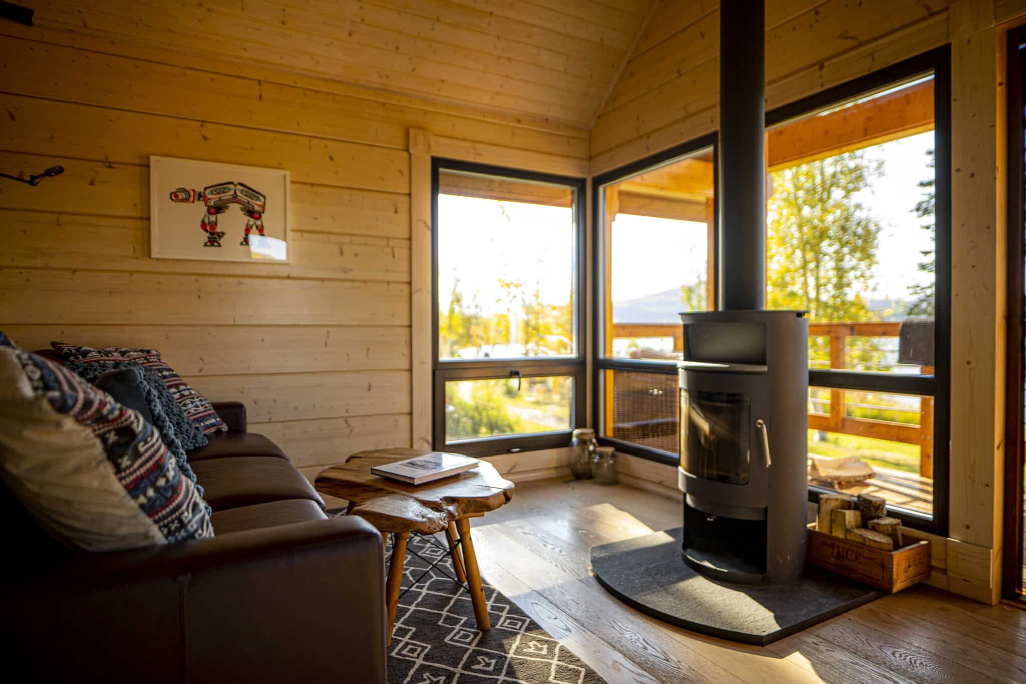 inside the canoe cabin at tordrillo mountain lodge