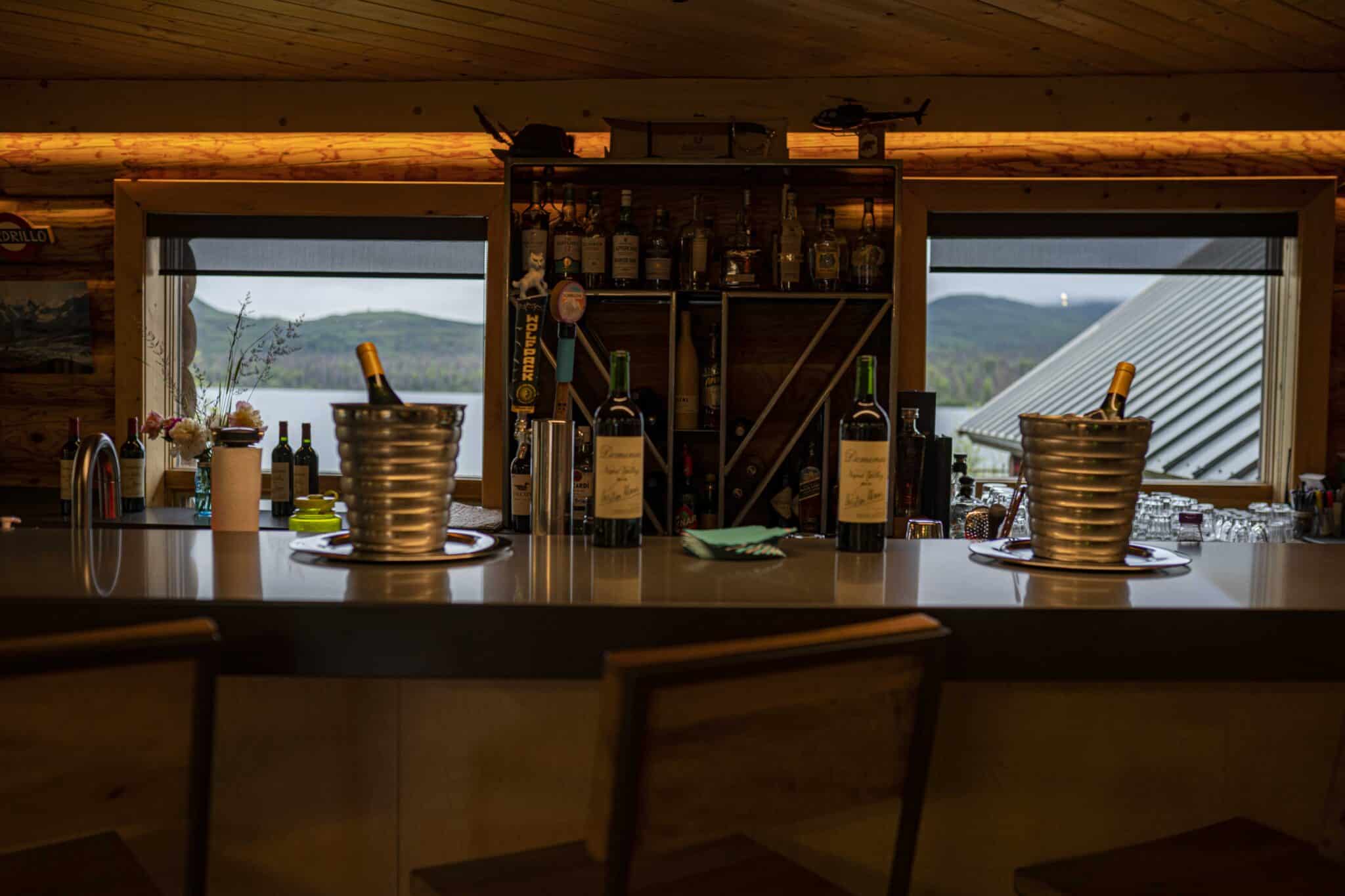 wine bar inside the main lodge