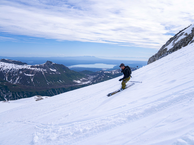 Skiing in June above susitna valley